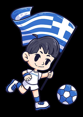 Football Greece flag Young