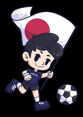 Football Japan flag Young