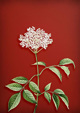Elderflower Tree on Red