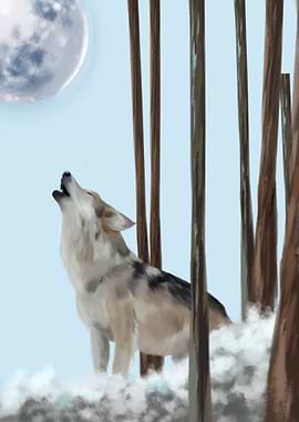 Wolf howl at the Moon