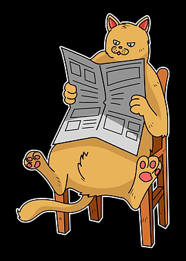 Cat Reading Bibliophile