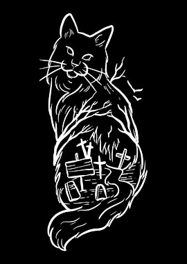 Cat Horror Semetary Cat Pe