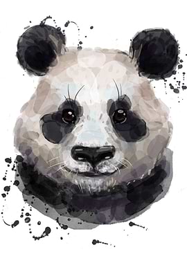 Watercolor panda bear