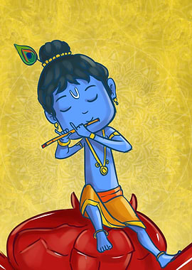 BABY KRISHNA AND FLUTE