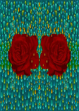 roses in the rain