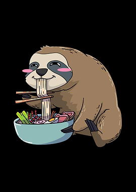Ramen Sloth Kawaii Anime
