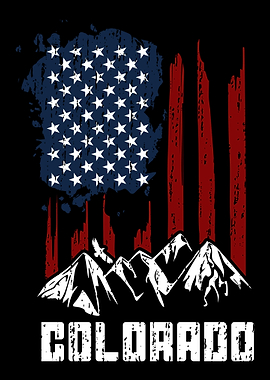 Colorado Mountains US Flag