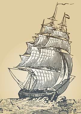 Hand Drawn Sailing Ship