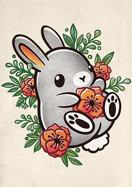 Floral cute bunny