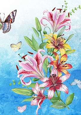 Tiger Lily and Butterflies