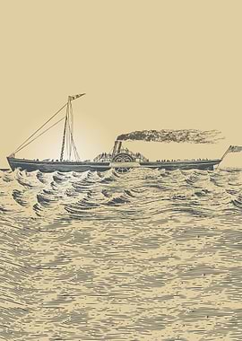 Old Sketch of an Steamship