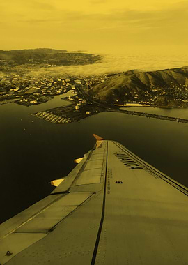 Plane Wing View on Coast