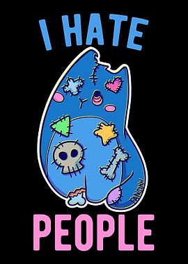 I Hate People cat saying g