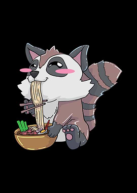 Ramen Raccoon Bowl Kawaii