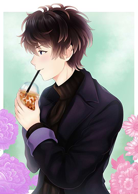 Ruki Drinking Iced Coffee