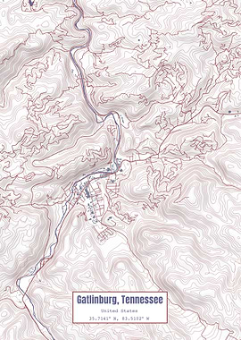 Gatlinburg TN Map Flag