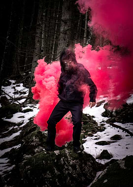 Pink Smoke Ape Monkey Mask