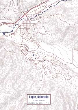 Eagle CO Map USA Flag