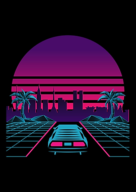 Vaporwave Retro Gaming Car