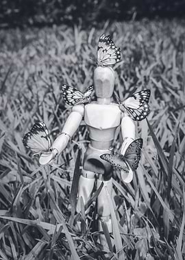 Manikin with butterflies
