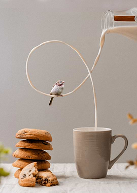 Bird can sit on Milk