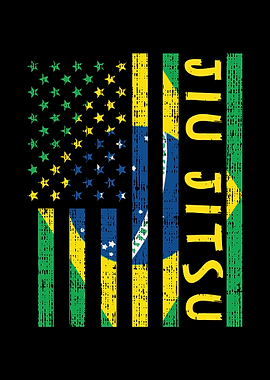 US Brazil Flag Jiu Jitsu