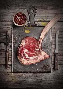 Raw Beef Meat Rib Eye Cut