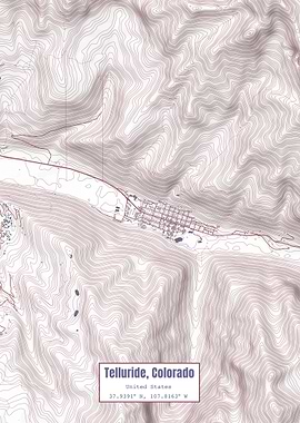 Telluride CO Map USA Flag