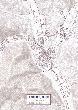 Ketchum Idaho Map USA Flag