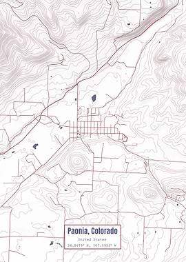 Paonia CO Map USA Flag