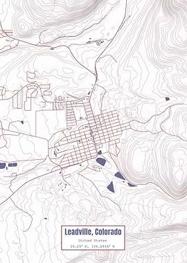 Leadville CO Map USA Flag