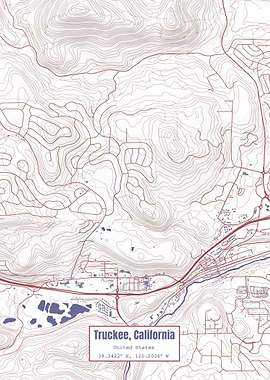 Truckee CA Map USA Flag