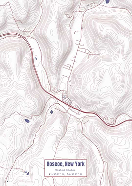Roscoe NY Map USA Flag