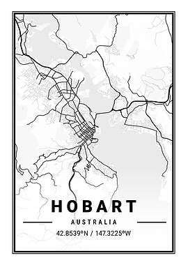 Hobart Light City Map