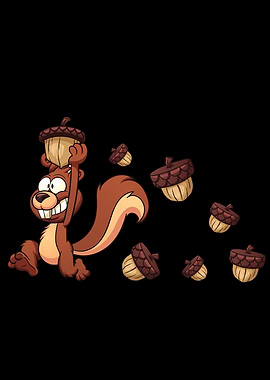 Squirrel With Nuts Motif