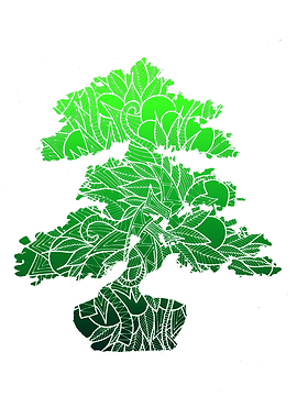Abstract Green Bonsai Tree