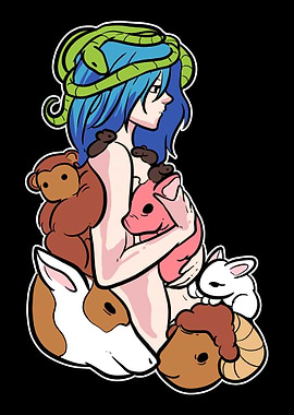 Girl Animals Love Healthy