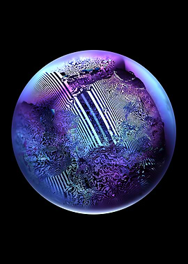 3d art glass ball on black