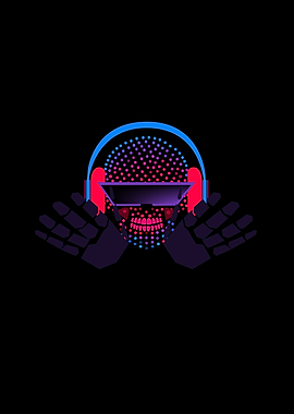 Skull icons robot DJ with