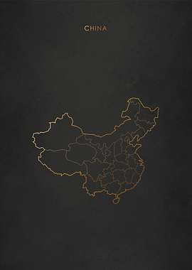Gold China Map