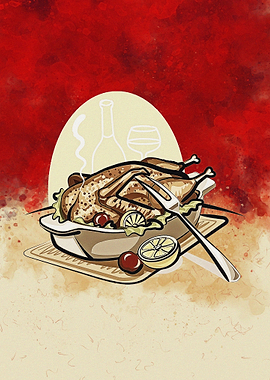 American meal of turkey