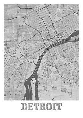 Detroit Pencil Street Map