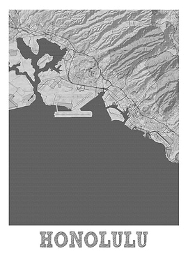 Honolulu Pencil Street Map