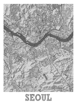 Seoul Pencil Street Map
