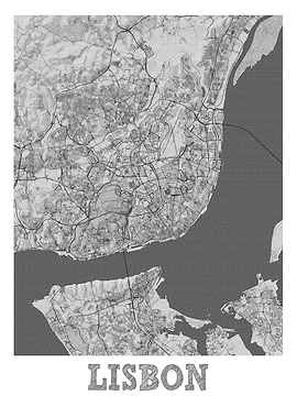 Lisbon Pencil Street Map
