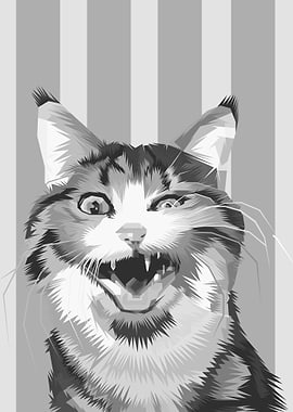 Funny Cat Black and White