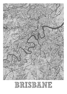 Brisbane Pencil Street Map