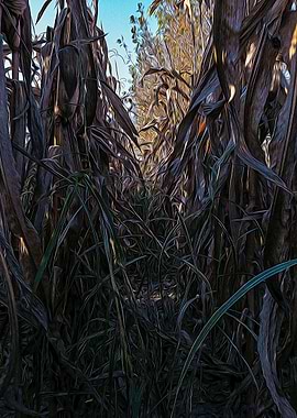 Corn field at sunset