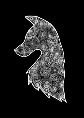 Wolf mandala monochrome