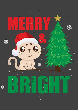 Merry Cat with Santa hat